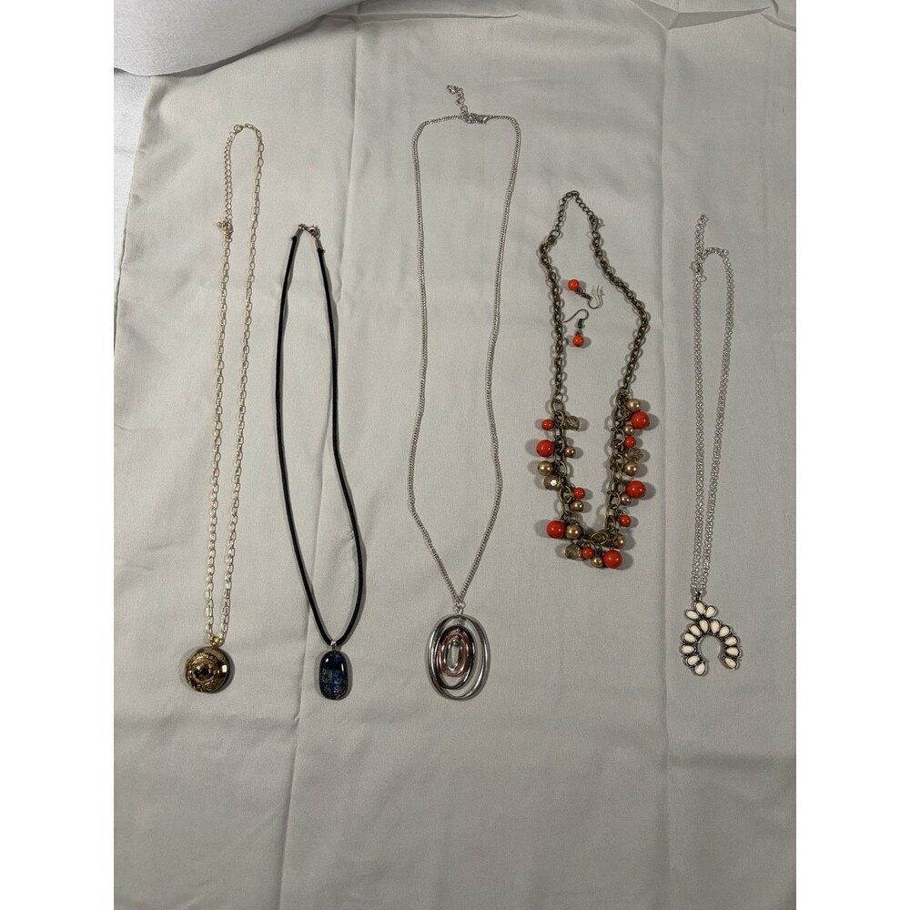 Costume Jewelry Set Of 4 Necklaces Gold Tone Silver Tone, Butterfly Necklaces